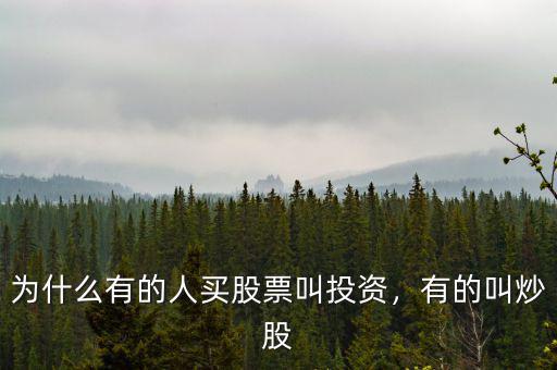 為什么有的人買股票叫投資，有的叫炒股