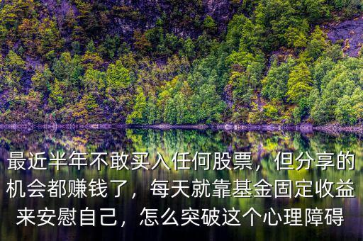 最近半年不敢買入任何股票，但分享的機會都賺錢了，每天就靠基金固定收益來安慰自己，怎么突破這個心理障礙