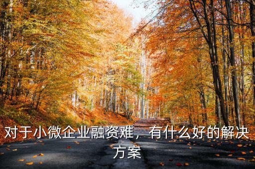 對于小微企業(yè)融資難，有什么好的解決方案