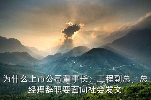 為什么上市公司董事長，工程副總，總經(jīng)理辭職要面向社會發(fā)文