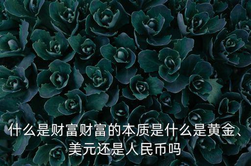 什么是財富財富的本質(zhì)是什么是黃金、美元還是人民幣嗎