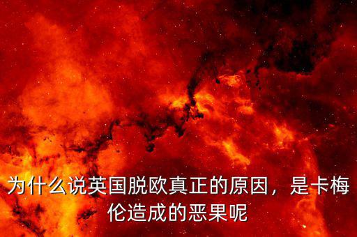 為什么說英國脫歐真正的原因，是卡梅倫造成的惡果呢