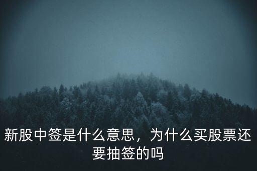 新股中簽是什么意思，為什么買(mǎi)股票還要抽簽的嗎