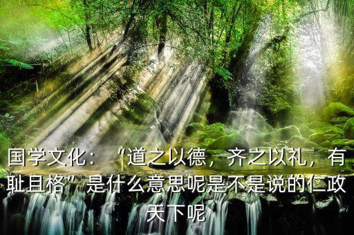 國學(xué)文化：“道之以德，齊之以禮，有恥且格”是什么意思呢是不是說的仁政天下呢