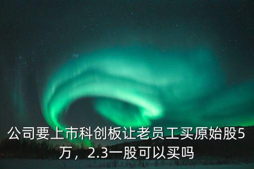 公司要上市科創(chuàng)板讓老員工買原始股5萬，2.3一股可以買嗎