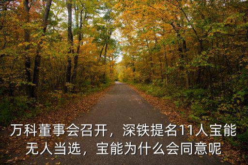 萬(wàn)科董事會(huì)召開(kāi)，深鐵提名11人寶能無(wú)人當(dāng)選，寶能為什么會(huì)同意呢