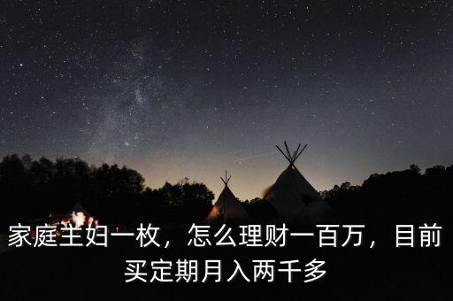 家庭主婦一枚，怎么理財一百萬，目前買定期月入兩千多