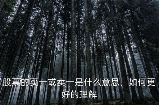 股票的買(mǎi)一或賣(mài)一是什么意思，如何更好的理解