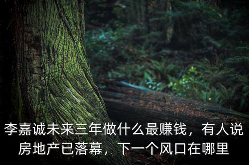 李嘉誠未來三年做什么最賺錢，有人說房地產已落幕，下一個風口在哪里