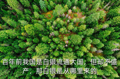 百年前我國是白銀流通大國，但卻不盛產(chǎn)，那白銀是從哪里來的