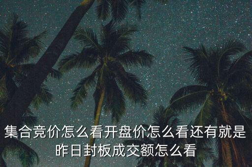 集合競(jìng)價(jià)怎么看開(kāi)盤價(jià)怎么看還有就是昨日封板成交額怎么看