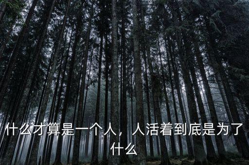什么才算是一個(gè)人，人活著到底是為了什么