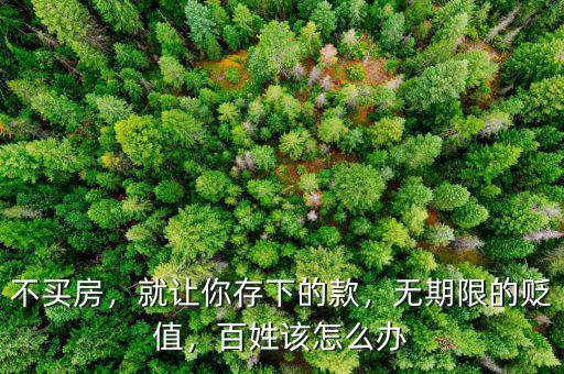 不買房，就讓你存下的款，無期限的貶值，百姓該怎么辦