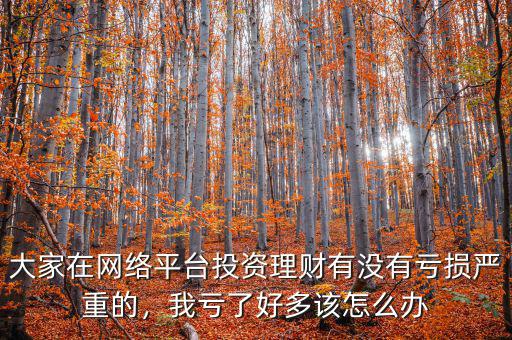 大家在網(wǎng)絡(luò)平臺投資理財(cái)有沒有虧損嚴(yán)重的，我虧了好多該怎么辦