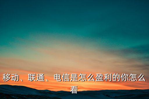 移動(dòng)、聯(lián)通、電信是怎么盈利的你怎么看