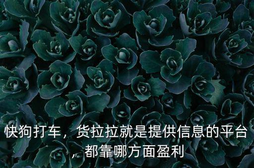 快狗打車，貨拉拉就是提供信息的平臺(tái)，都靠哪方面盈利