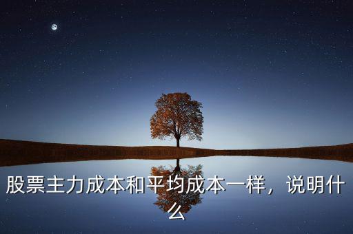 股票主力成本和平均成本一樣，說明什么
