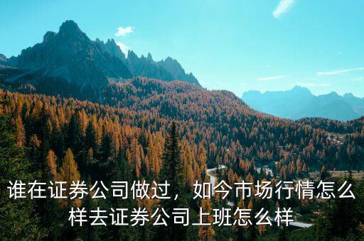 誰在證券公司做過，如今市場行情怎么樣去證券公司上班怎么樣