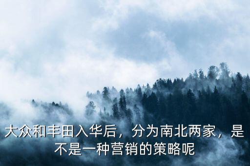 大眾和豐田入華后，分為南北兩家，是不是一種營(yíng)銷(xiāo)的策略呢