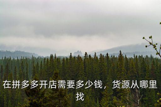 在拼多多開店需要多少錢，貨源從哪里找