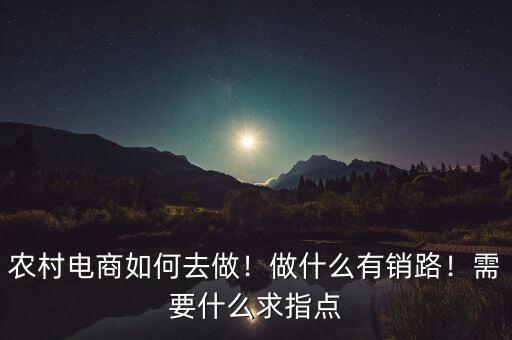農(nóng)村電商如何去做！做什么有銷(xiāo)路！需要什么求指點(diǎn)