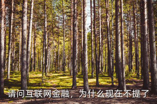請問互聯(lián)網(wǎng)金融，為什么現(xiàn)在不提了