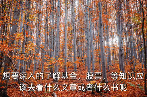 想要深入的了解基金，股票，等知識應該去看什么文章或者什么書呢