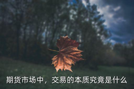 期貨市場中，交易的本質究竟是什么
