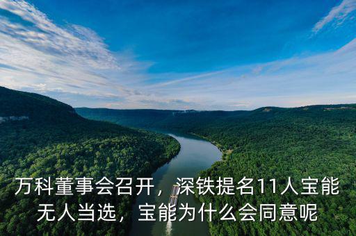 萬(wàn)科董事會(huì)召開(kāi)，深鐵提名11人寶能無(wú)人當(dāng)選，寶能為什么會(huì)同意呢