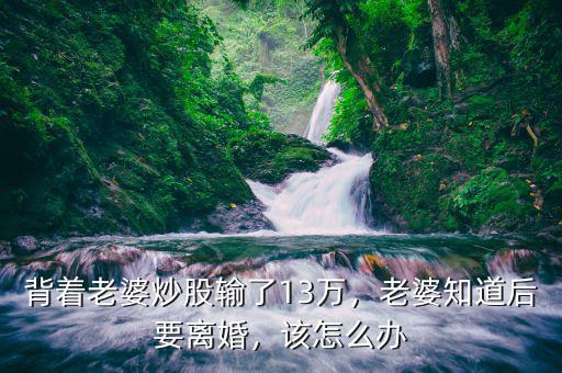 背著老婆炒股輸了13萬，老婆知道后要離婚，該怎么辦