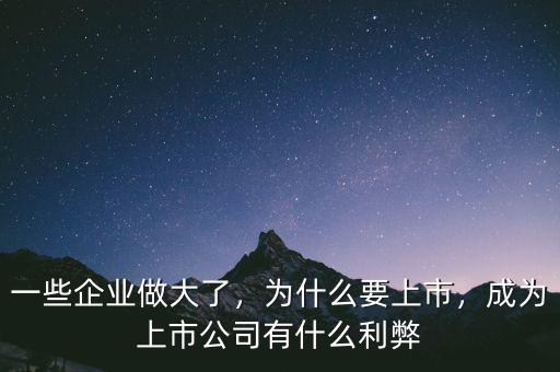 一些企業(yè)做大了，為什么要上市，成為上市公司有什么利弊