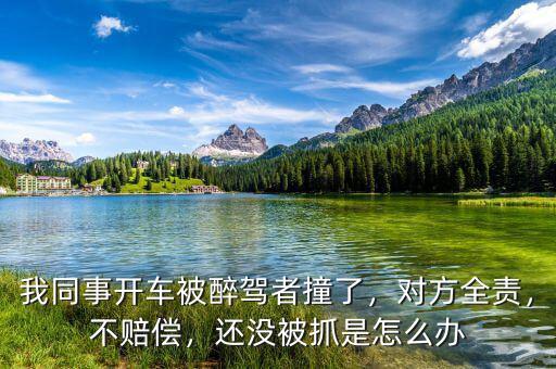 我同事開車被醉駕者撞了，對方全責，不賠償，還沒被抓是怎么辦