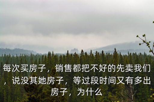 每次買房子，銷售都把不好的先賣我們，說(shuō)沒(méi)其她房子，等過(guò)段時(shí)間又有多出房子，為什么