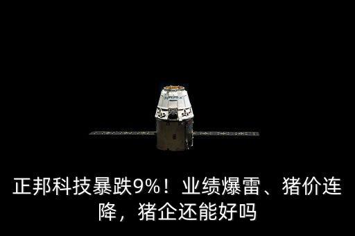 正邦科技暴跌9%！業(yè)績爆雷、豬價(jià)連降，豬企還能好嗎