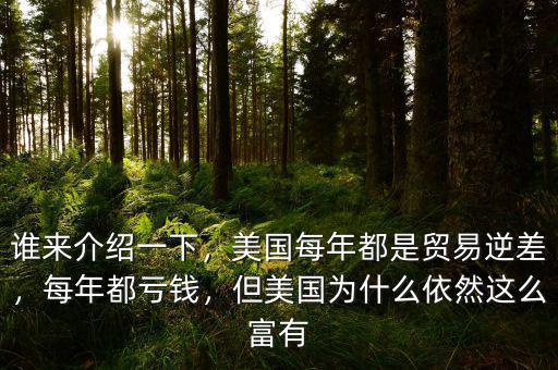 誰(shuí)來(lái)介紹一下，美國(guó)每年都是貿(mào)易逆差，每年都虧錢(qián)，但美國(guó)為什么依然這么富有