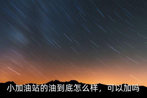 小加油站的油到底怎么樣，可以加嗎