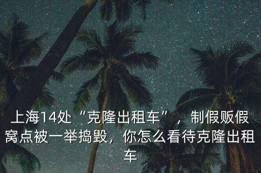 上海14處“克隆出租車”，制假販假窩點(diǎn)被一舉搗毀，你怎么看待克隆出租車