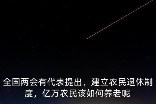 全國兩會有代表提出，建立農(nóng)民退休制度，億萬農(nóng)民該如何養(yǎng)老呢