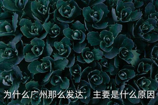 為什么廣州那么發(fā)達，主要是什么原因