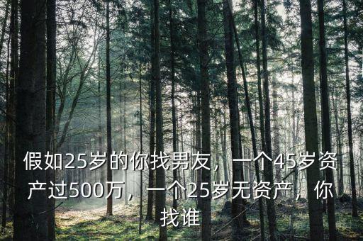假如25歲的你找男友，一個45歲資產(chǎn)過500萬，一個25歲無資產(chǎn)，你找誰