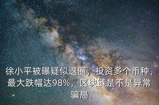 徐小平被曝疑似退圈，投資多個(gè)幣種，最大跌幅達(dá)98%，區(qū)塊鏈?zhǔn)遣皇钱惓ｒ_局