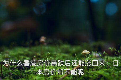 為什么香港房價暴跌后還能漲回來，日本房價卻不能呢