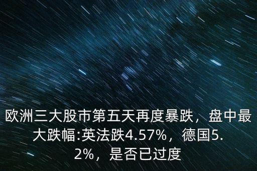 歐洲三大股市第五天再度暴跌，盤中最大跌幅:英法跌4.57%，德國(guó)5.2%，是否已過度