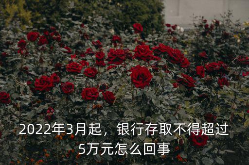 2022年3月起，銀行存取不得超過5萬元怎么回事