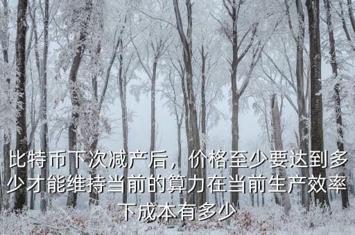 比特幣下次減產(chǎn)后，價(jià)格至少要達(dá)到多少才能維持當(dāng)前的算力在當(dāng)前生產(chǎn)效率下成本有多少