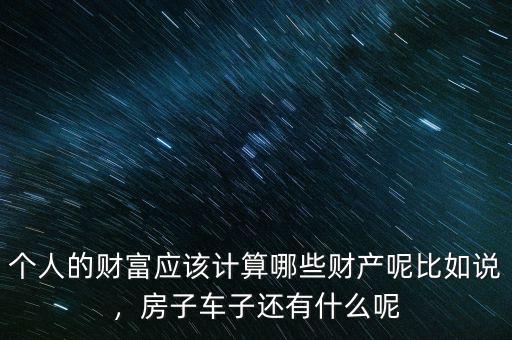 個人的財富應(yīng)該計算哪些財產(chǎn)呢比如說，房子車子還有什么呢