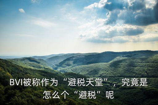 BVI被稱作為“避稅天堂”，究竟是怎么個(gè)“避稅”呢