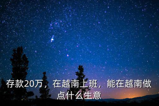 存款20萬，在越南上班，能在越南做點(diǎn)什么生意
