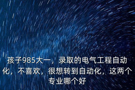 孩子985大一，錄取的電氣工程自動(dòng)化，不喜歡，很想轉(zhuǎn)到自動(dòng)化，這兩個(gè)專業(yè)哪個(gè)好