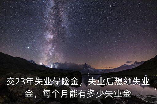 交23年失業(yè)保險(xiǎn)金，失業(yè)后想領(lǐng)失業(yè)金，每個(gè)月能有多少失業(yè)金